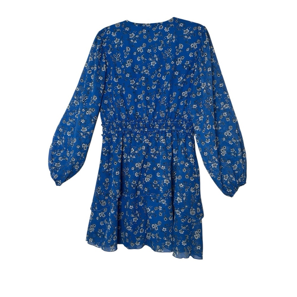 Chelsea28 Mini Dress Women Large Floral Blue‎ Cottagecore Elastic Waist Ruffle - Picture 3 of 9
